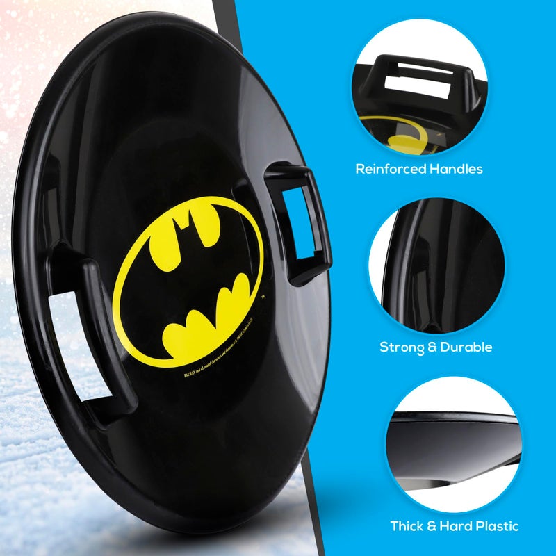 Slippery Racer Heavy-Duty Cold Resistant Downhill Pro Plastic Outdoor Winter Saucer Disc Snow Sled with Handles. (Batman- 1 Pack) - Image 3