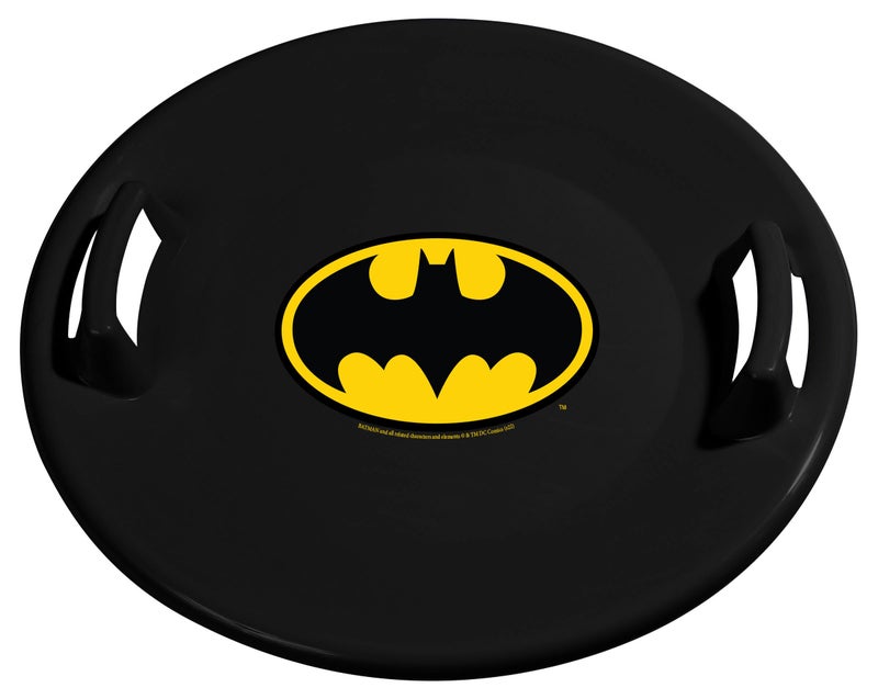 Slippery Racer Heavy-Duty Cold Resistant Downhill Pro Plastic Outdoor Winter Saucer Disc Snow Sled with Handles. (Batman- 1 Pack) - Image 1