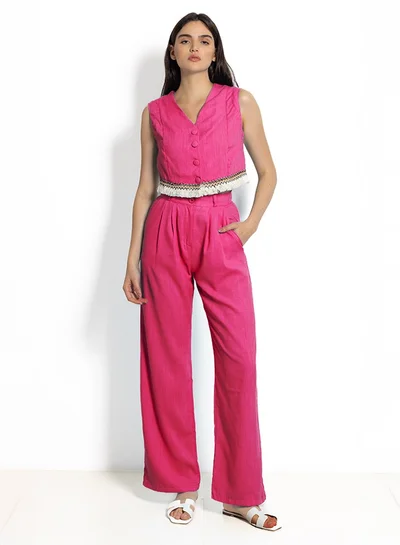 SHAPES DETAILED LINEN BLEND WAISTCOAT SET