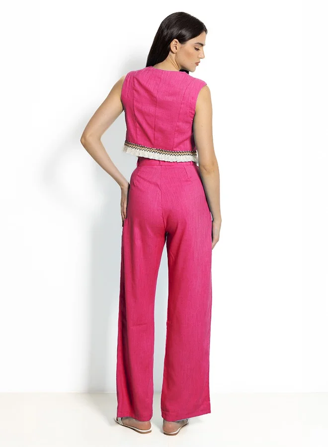 SHAPES DETAILED LINEN BLEND WAISTCOAT SET