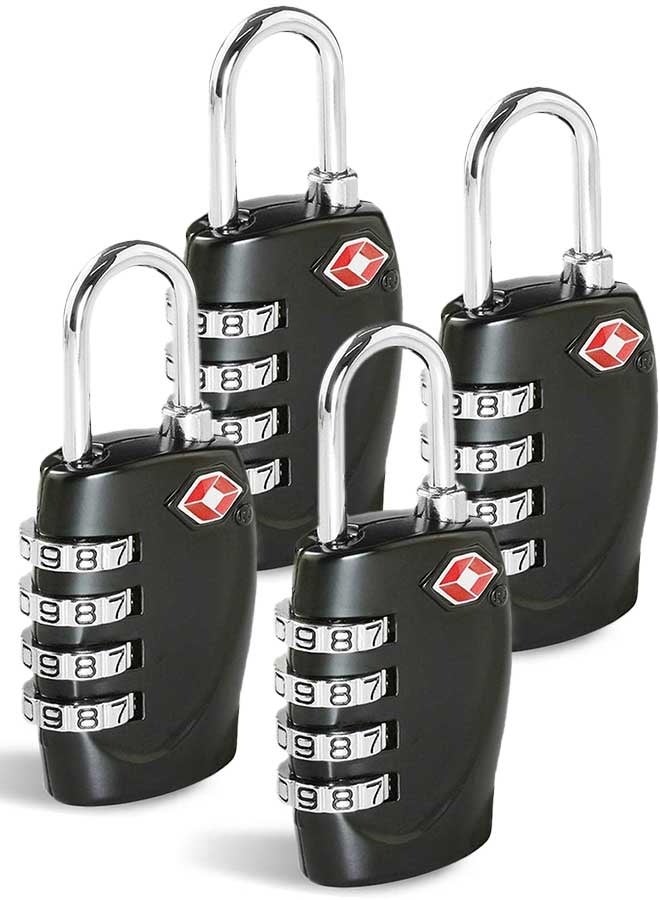 Tersely [4 Pack] TSA Approved Luggage Combination Locks, 4 Digit Combination Padlock with Alloy Body TSA Lock for Travel Bag, Suit Case, Lockers, Gym, Bike Locks or Other - Image 1