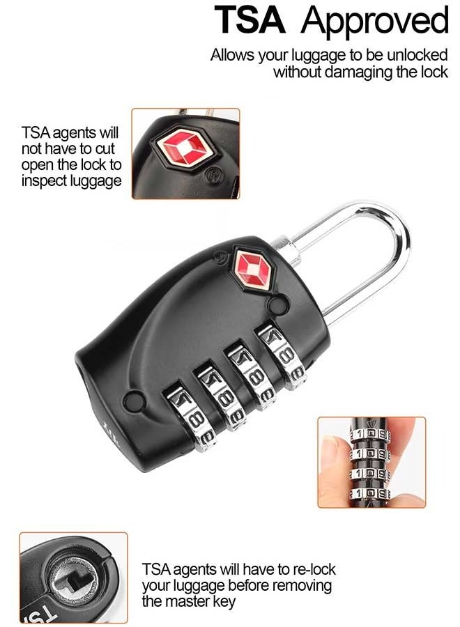 Tersely [4 Pack] TSA Approved Luggage Combination Locks, 4 Digit Combination Padlock with Alloy Body TSA Lock for Travel Bag, Suit Case, Lockers, Gym, Bike Locks or Other - Image 3