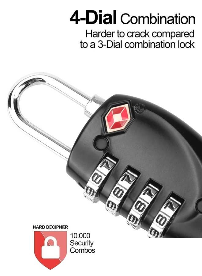 Tersely [4 Pack] TSA Approved Luggage Combination Locks, 4 Digit Combination Padlock with Alloy Body TSA Lock for Travel Bag, Suit Case, Lockers, Gym, Bike Locks or Other - Image 2