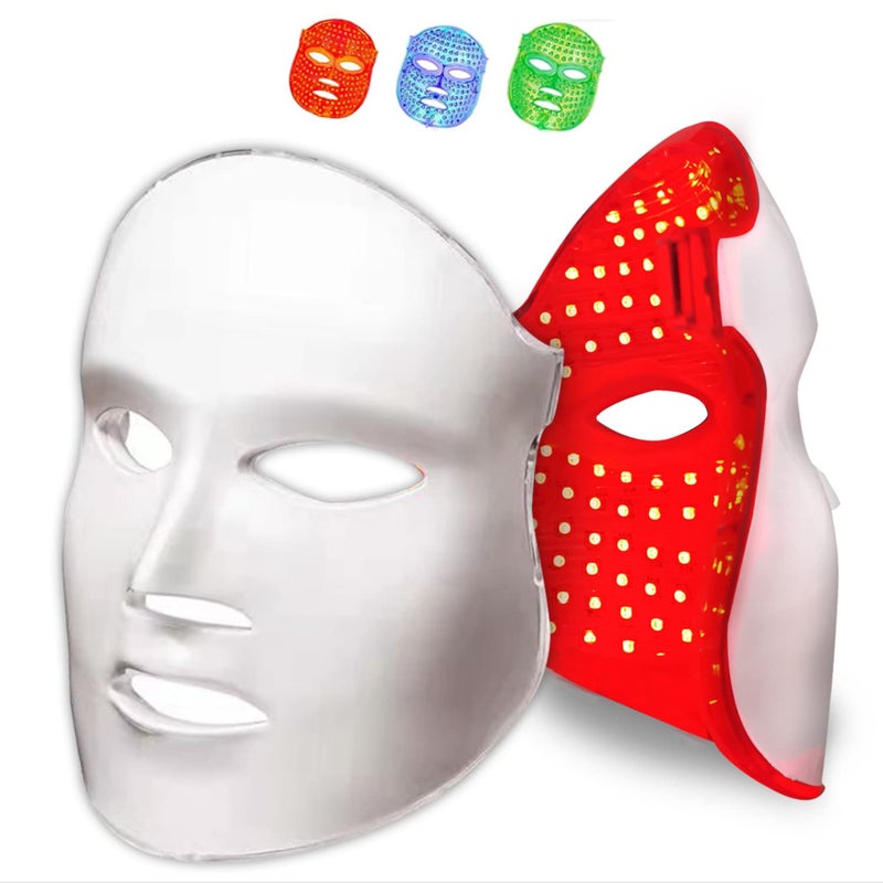Aphrona Acne Removal Wrinkle Reduction Skin Care Mask | LED Light Therapy Red light Blue light | Glowing Skin Photo Facial (7 color) - Image 1