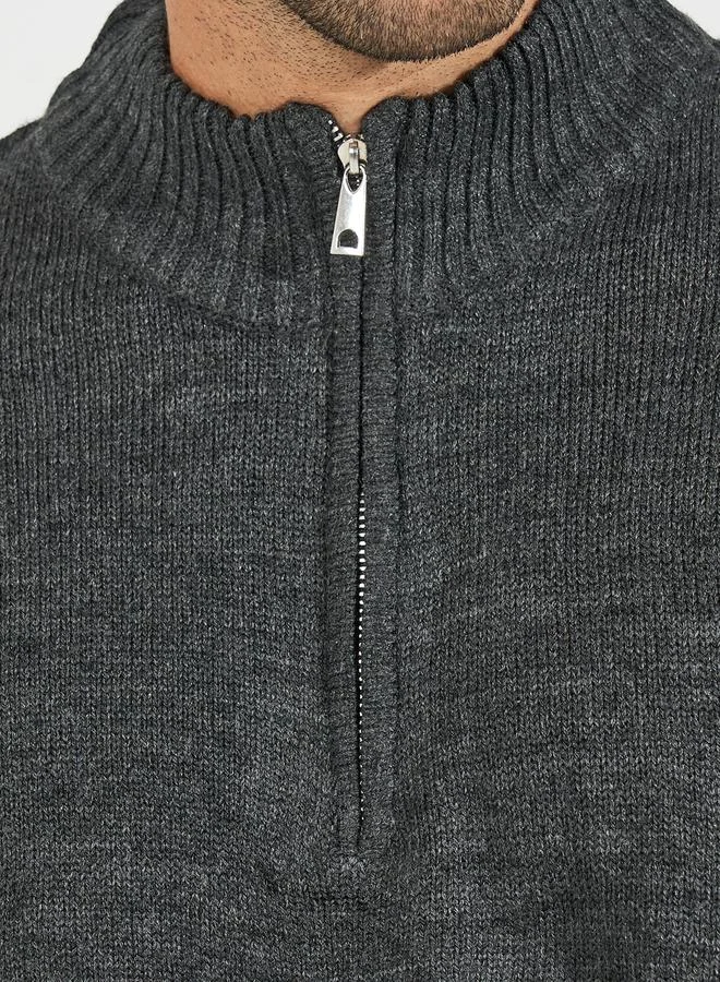Styli Relaxed Fit Quarter Zip Up Lightweight Sweater