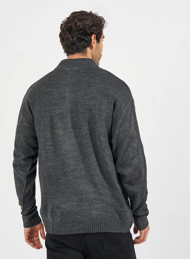 Styli Relaxed Fit Quarter Zip Up Lightweight Sweater