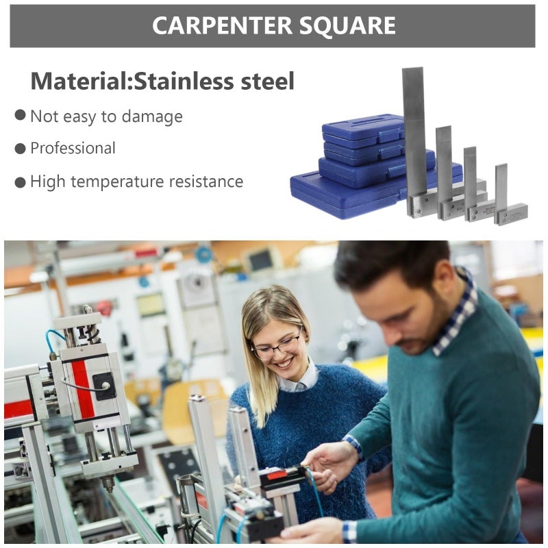 4Pcs High Accuracy Metal Machinist Square Set L Shape Ruler Wide Base Woodworking Engineering Measurement - Image 5