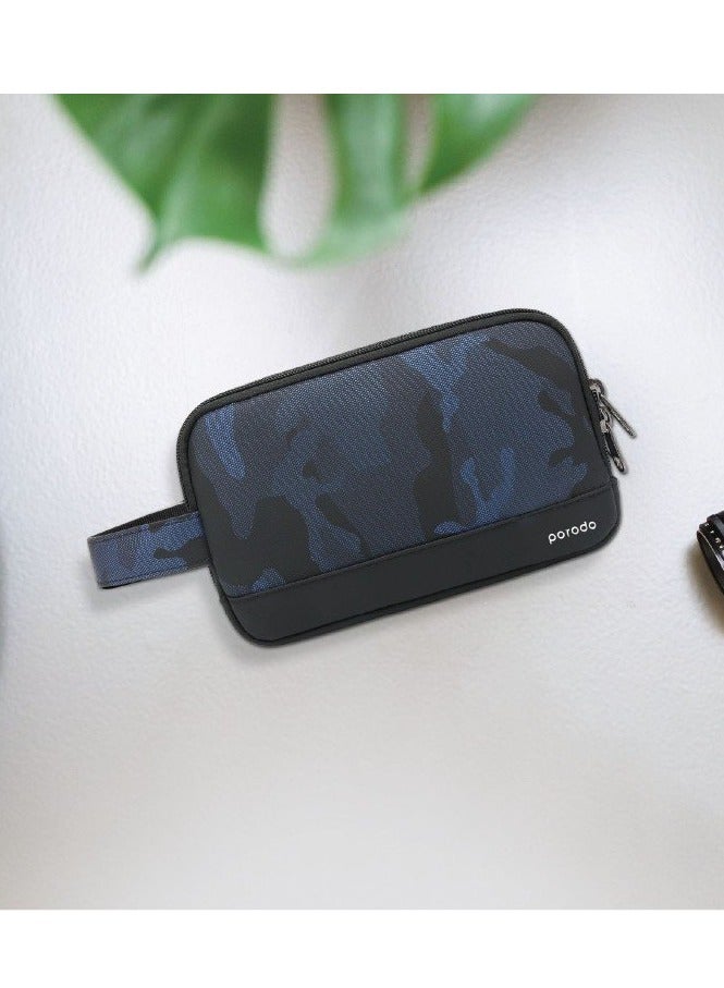 porodo Camouflage Case with Waterproof & Zipper Closure / IPX3 Water Resistant / Storage Bag / 8.2" Travel Friendly /  Compact / Tough / Multi-Compartment -Blue - Image 2