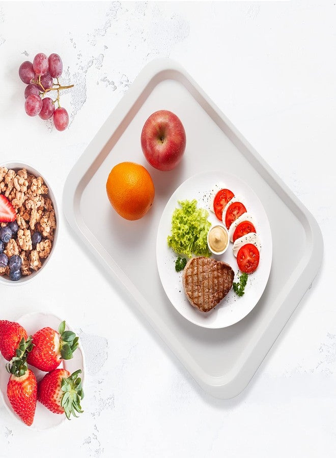 HSDT Melamine Serving Trays White 17.1x12.2 Inch Rectangle Cafeteria Fast Food Trays Breakfast Lunch Dinner Trays for Eating Set of 2,PFW-174122-02 - Image 2