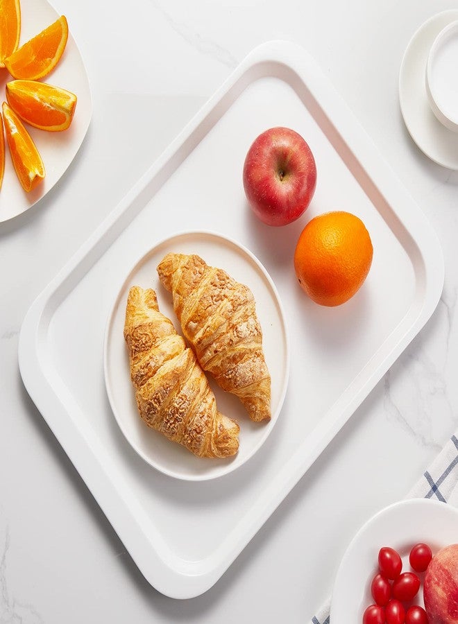 HSDT Melamine Serving Trays White 17.1x12.2 Inch Rectangle Cafeteria Fast Food Trays Breakfast Lunch Dinner Trays for Eating Set of 2,PFW-174122-02 - Image 3