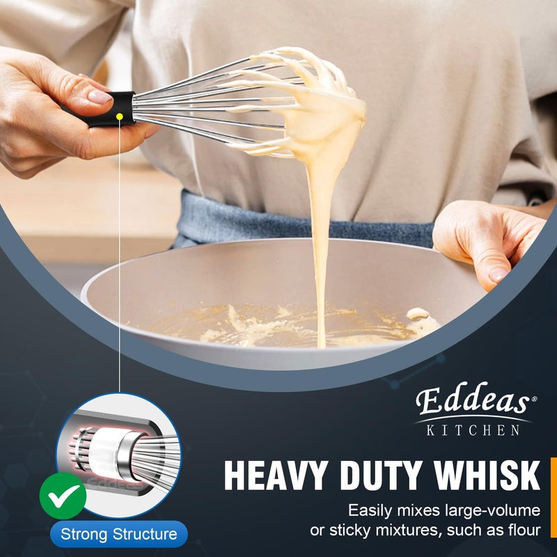 Eddeas Mini Whisks - 600°F Heat Resistant Small Whisks For Cooking, Heavy Duty Stainless Steel Kitchen Balloon Tiny Whisk, Suitable for Egg, Espresso, Hot chocolate, sauces （7" & 5.5 inch ） - Image 3