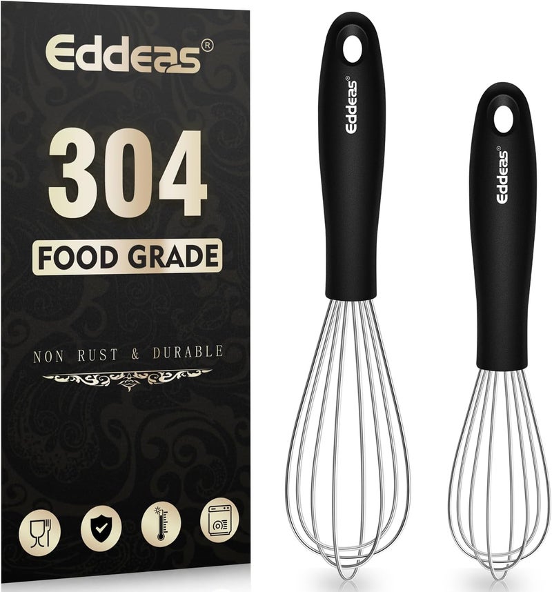 Eddeas Mini Whisks - 600°F Heat Resistant Small Whisks For Cooking, Heavy Duty Stainless Steel Kitchen Balloon Tiny Whisk, Suitable for Egg, Espresso, Hot chocolate, sauces （7" & 5.5 inch ） - Image 1