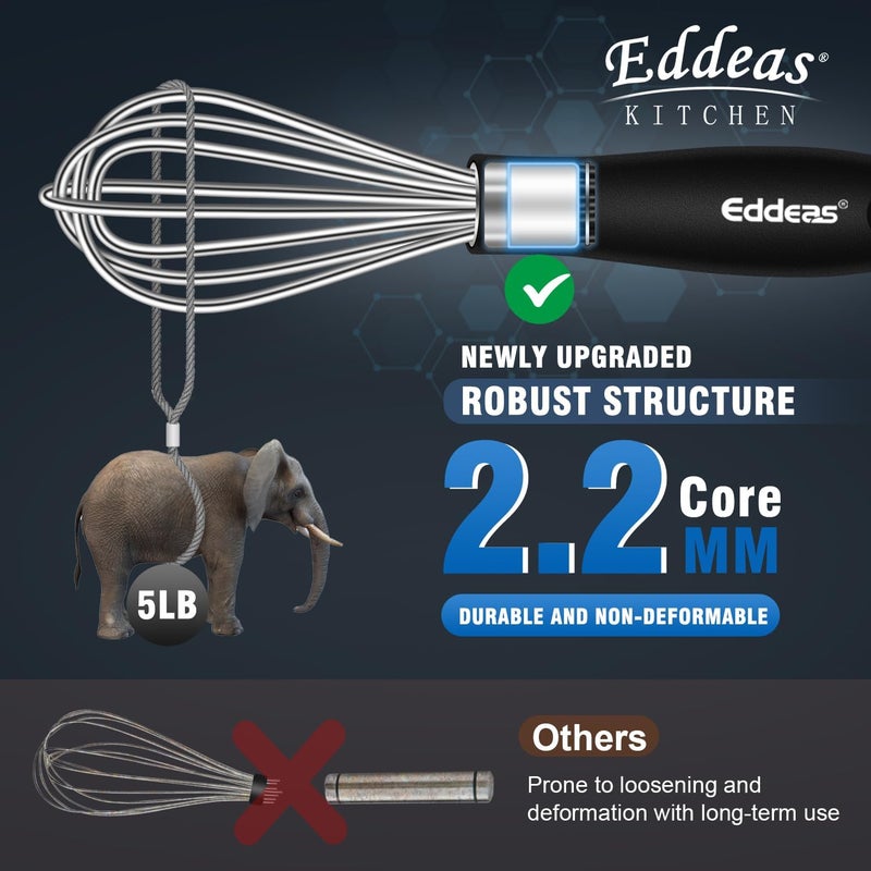 Eddeas Mini Whisks - 600°F Heat Resistant Small Whisks For Cooking, Heavy Duty Stainless Steel Kitchen Balloon Tiny Whisk, Suitable for Egg, Espresso, Hot chocolate, sauces （7" & 5.5 inch ） - Image 4