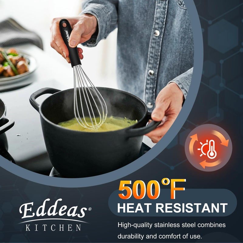 Eddeas Mini Whisks - 600°F Heat Resistant Small Whisks For Cooking, Heavy Duty Stainless Steel Kitchen Balloon Tiny Whisk, Suitable for Egg, Espresso, Hot chocolate, sauces （7" & 5.5 inch ） - Image 2