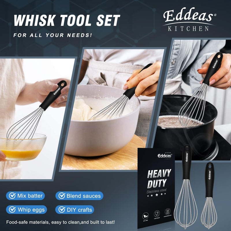 Eddeas Mini Whisks - 600°F Heat Resistant Small Whisks For Cooking, Heavy Duty Stainless Steel Kitchen Balloon Tiny Whisk, Suitable for Egg, Espresso, Hot chocolate, sauces （7" & 5.5 inch ） - Image 5
