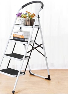 Smart Kitchen 4-Step Ladder Folding Stool White 44inch  - Image 3