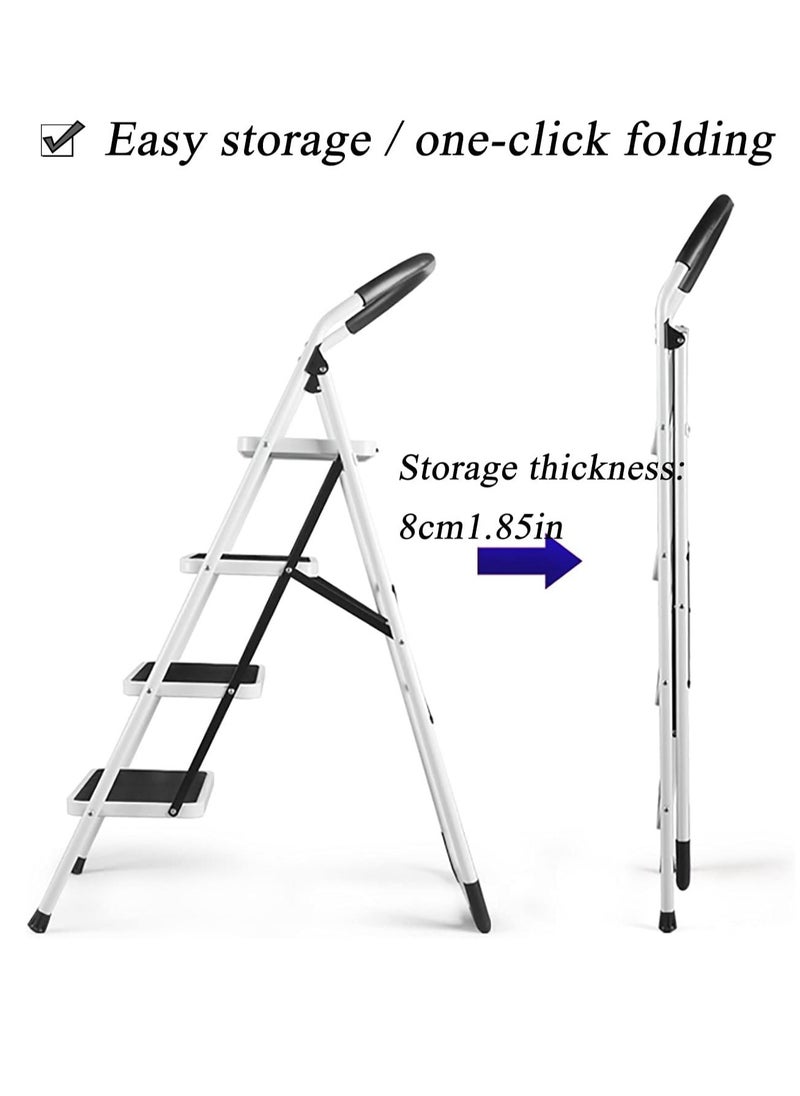 Smart Kitchen - 4-Step Ladder Folding Stool White 44inch - Image 1