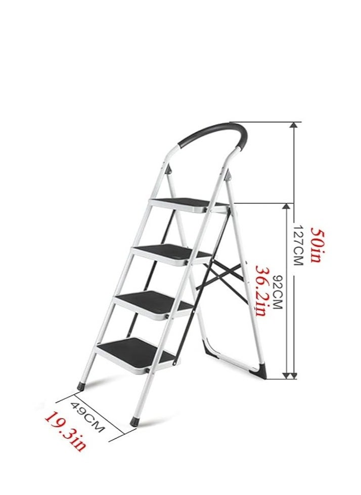 Smart Kitchen - 4-Step Ladder Folding Stool White 44inch - Image 1