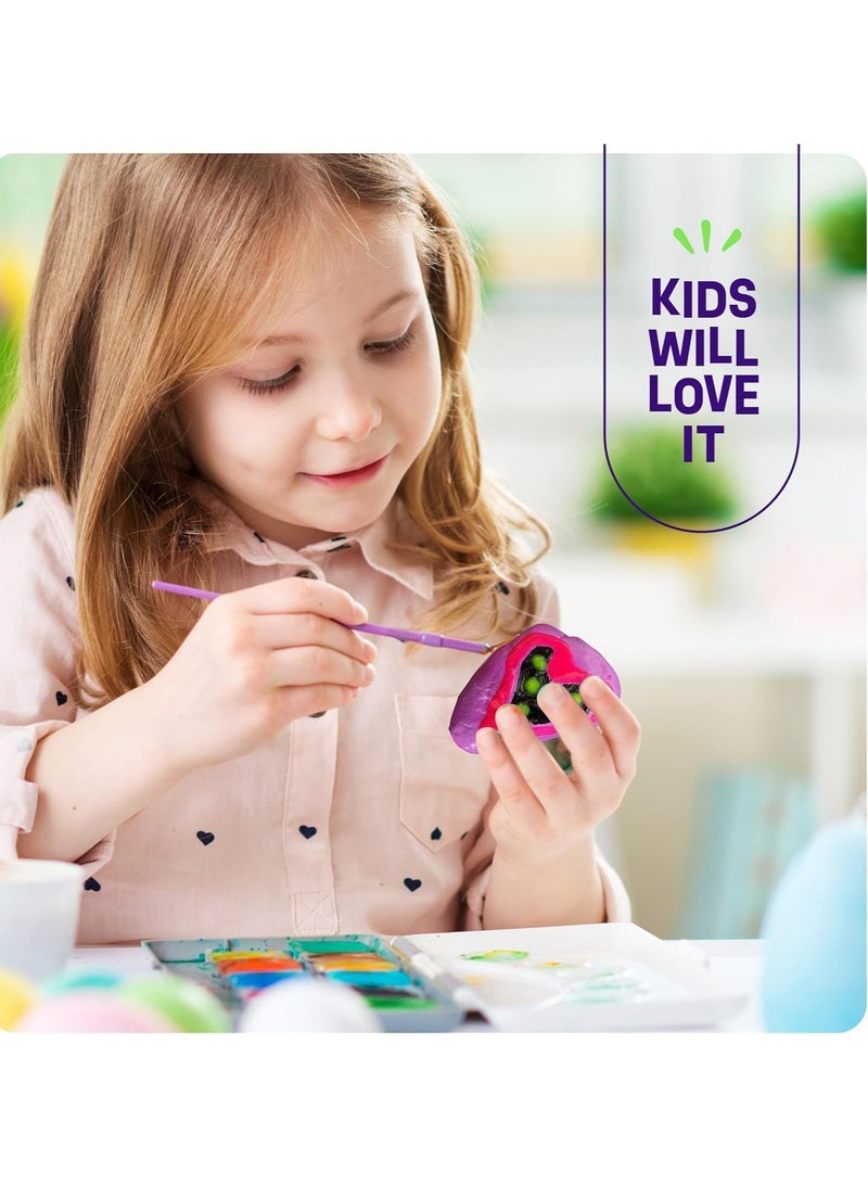 Rock Painting Kit for Kids Glow In The Dark Rock Set Arts and Crafts Toys Party Favor Gifts Toys Activities Art Kit with 12 Acrylic Paint 10 Rocks Stickers Gems DIY Supplies Birthday Gifts Toys for Girls and Boys  - Image 5