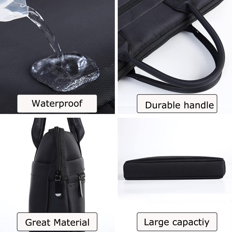 enyuwlcm Waterproof Oxford Handle Document Bag Briefcase for Men File Tote Bag for Carrying Paper Files Black (Black) - Image 4