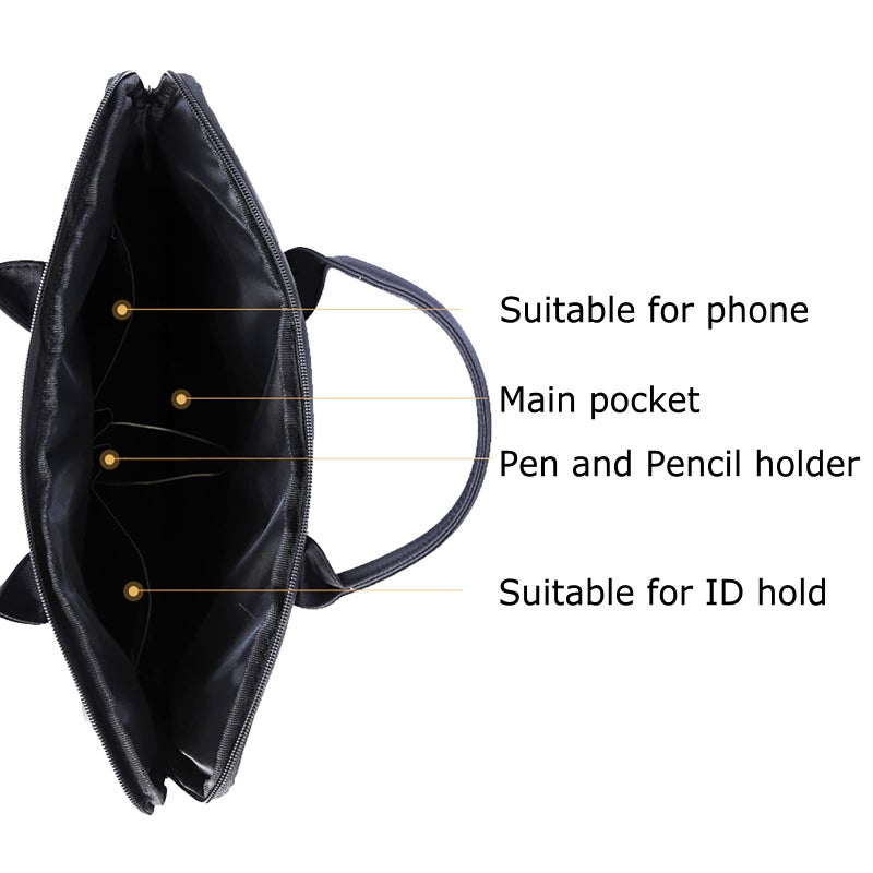 enyuwlcm Waterproof Oxford Handle Document Bag Briefcase for Men File Tote Bag for Carrying Paper Files Black (Black) - Image 3