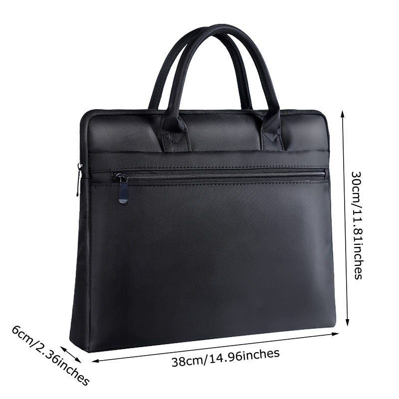 enyuwlcm Waterproof Oxford Handle Document Bag Briefcase for Men File Tote Bag for Carrying Paper Files Black (Black) - Image 2