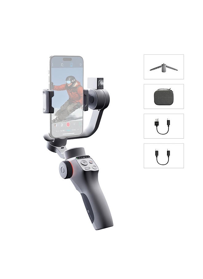 FUNSNAP - Capture 5 3-Axis Stabilizer Gimbal Stabilizer with LCD Screen for Smartphone 450g/0.99lbs Payload Anti-shaking Support BT Connection App Control with LED Light AI Active Tracker Module & Tripod Stand - Image 1