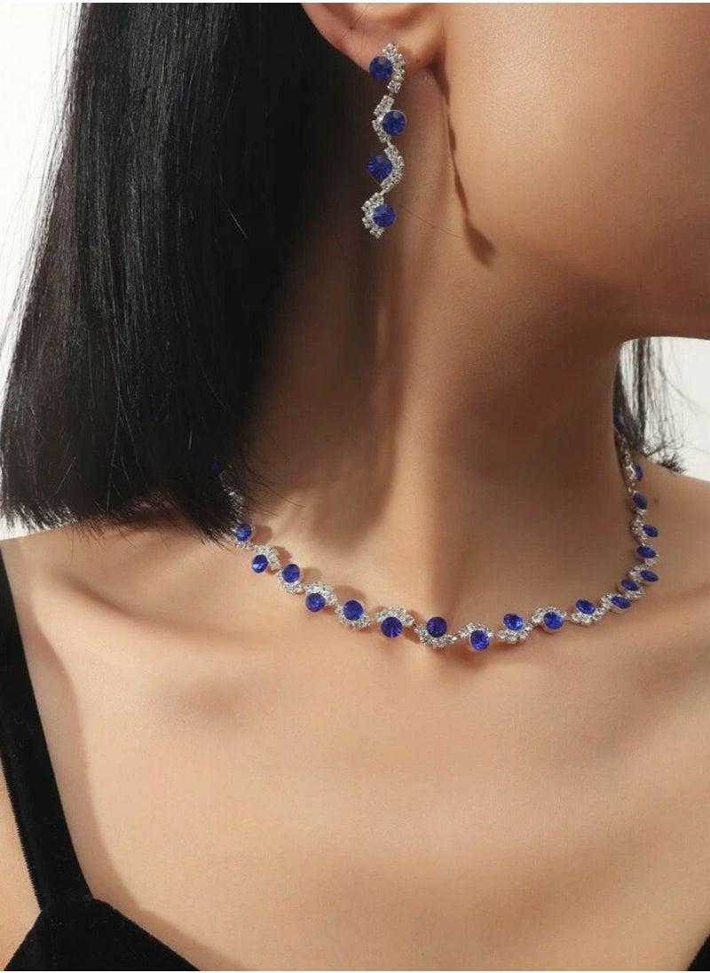Jewelry 4You - 925 Silver Plated Cubic Zircon Necklace & Earrings Set - Image 1