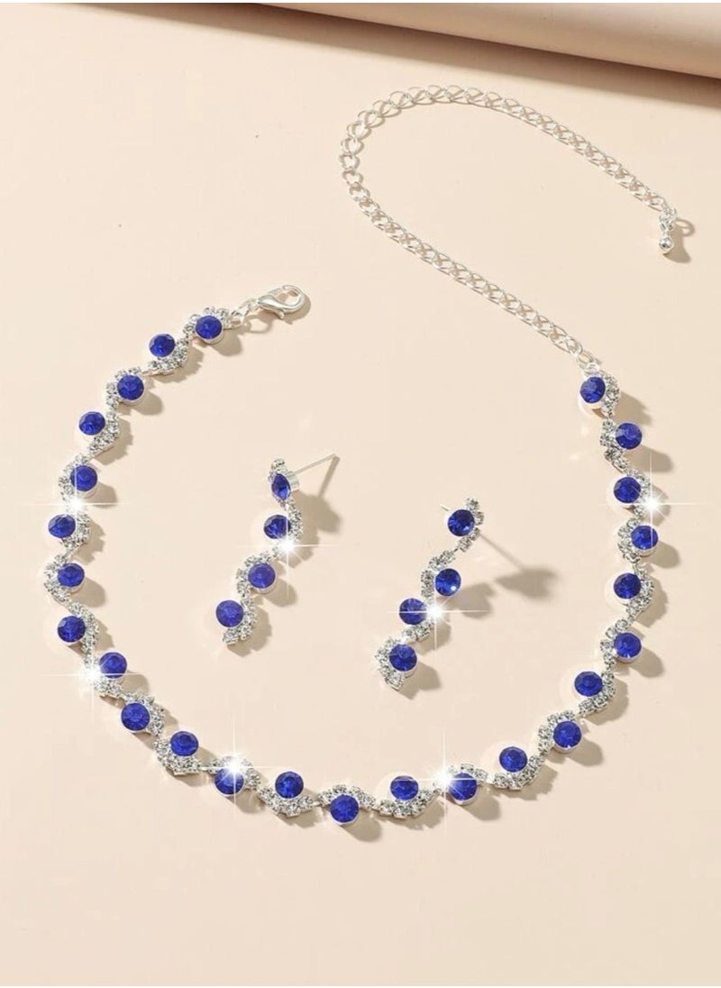 Jewelry 4You - 925 Silver Plated Cubic Zircon Necklace & Earrings Set - Image 1