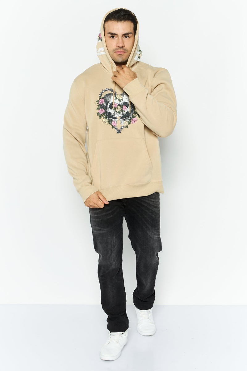 MEMBERS ONLY Men Hooded Embroidered Long Sleeves Sweatshirt, Beige - Image 2