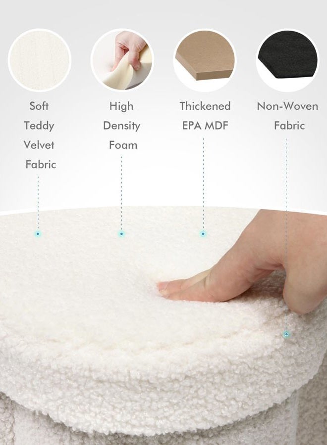 B FSOBEIIALEO Storage Ottoman Cube, Heart Shaped Ottomans with Storage Foot Stool Footrest for Lving Room, Boucle Ottoman Seat for Dorm Room,Faux Teddy Fur, Cream White 15"x15"x15" - Image 2