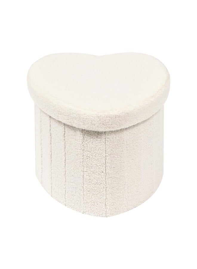 B FSOBEIIALEO Storage Ottoman Cube, Heart Shaped Ottomans with Storage Foot Stool Footrest for Lving Room, Boucle Ottoman Seat for Dorm Room,Faux Teddy Fur, Cream White 15"x15"x15" - Image 1