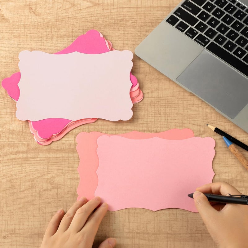 Homtable 50 Pack Blank Kraft Cards Cardstock Thick Paper Brown Greeting Cards for DIY Gift Card Menus, Baby Shower and Wedding Invitations (Pink, 5 Colors, 5x7IN) - Image 5