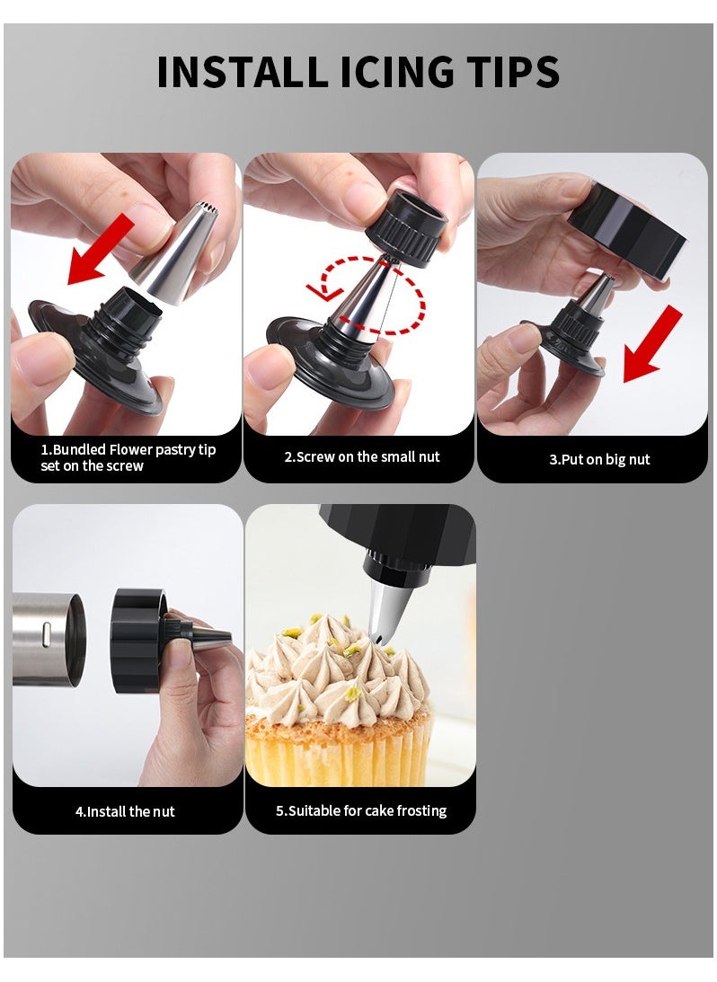 Generic Cookie Press for Baking, Churro Maker Machine, Stainless Steel Spritz Cookie Press Gun kits with 13 Cookie Discs u0026 8 Piping Tips, for Home DIY Biscuit Maker and Cake Icing Decoration  - Image 4