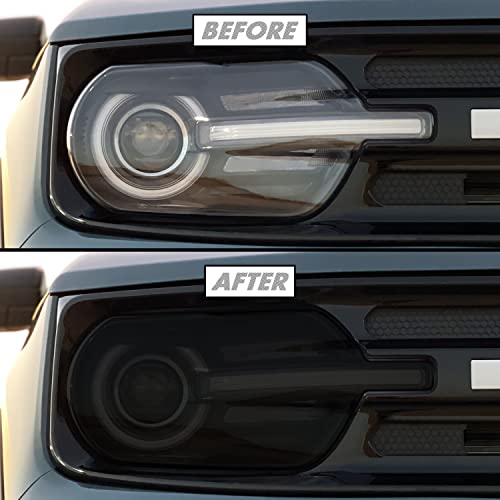 SlickMod PreCut Vinyl Smoke Tint for 2021-2022 Ford Bronco Sport Headlight (2. Headlight, 20% Dark Smoke) - Image 1