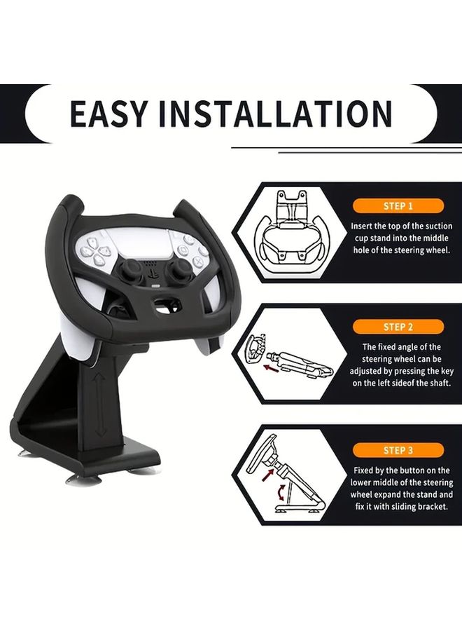 Adjustable PS5 Controller Stand Multi Axis Steering Wheel Base With Suction Cup Black Durable PVC Material Gaming Accessory For Enhanced Play Experience - Image 3
