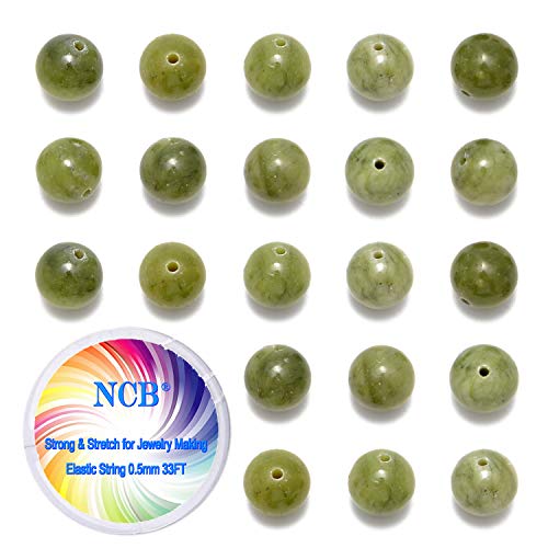 NCB 200pcs 8mm Canadian Jade Loose Beads for Jewelry Making, Natural Semi Precious Beads Round Smooth Gemstones Spacer Beads Charms for Necklaces Bracelets (Canadian Jade, 8mm 200Beads) - Image 1