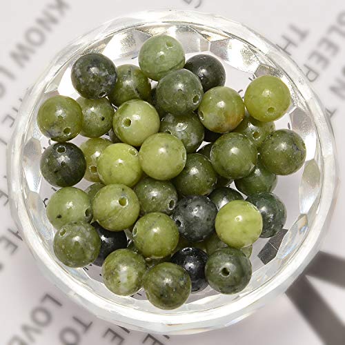 NCB 200pcs 8mm Canadian Jade Loose Beads for Jewelry Making, Natural Semi Precious Beads Round Smooth Gemstones Spacer Beads Charms for Necklaces Bracelets (Canadian Jade, 8mm 200Beads) - Image 2