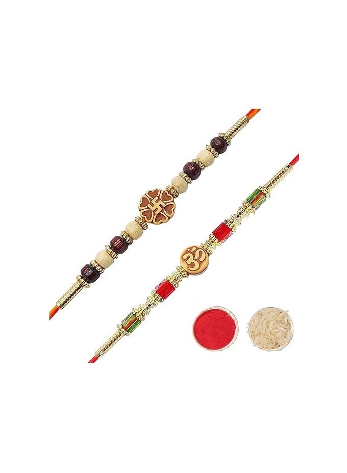 يو بيلا مجموعة يوبيلا راخي للأخ وبهابي راخي مكونة من قطعتين من سوار المجوهرات مجموعة راخي للأخ، هدية راخي لبهايا/بهاي راخي مع رولي شاوال - Image 1