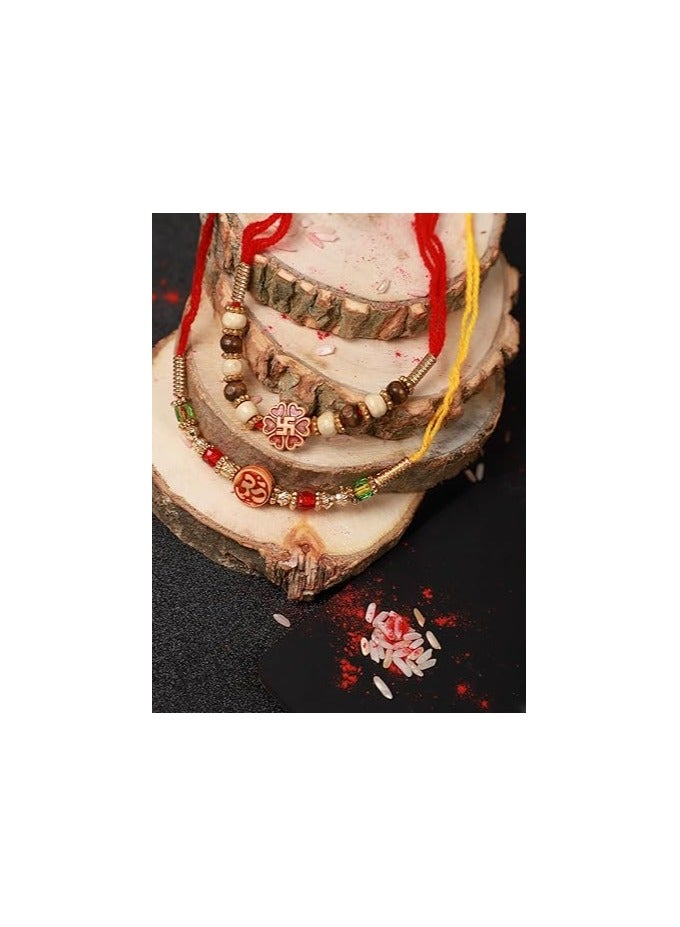 يو بيلا مجموعة يوبيلا راخي للأخ وبهابي راخي مكونة من قطعتين من سوار المجوهرات مجموعة راخي للأخ، هدية راخي لبهايا/بهاي راخي مع رولي شاوال - Image 3