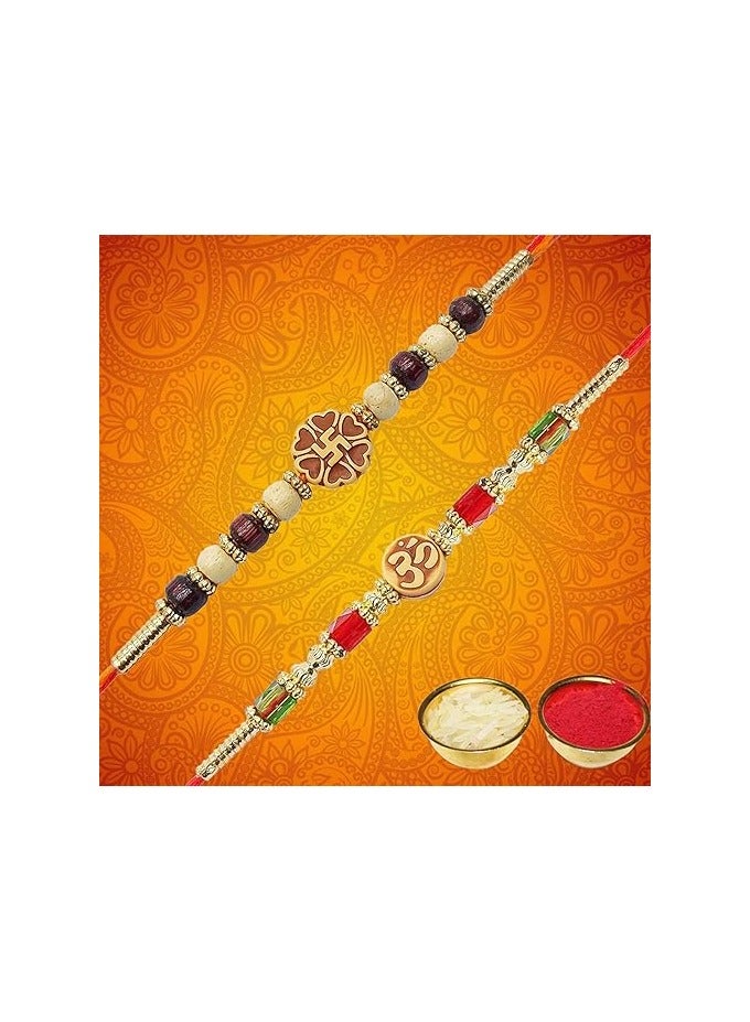 يو بيلا مجموعة يوبيلا راخي للأخ وبهابي راخي مكونة من قطعتين من سوار المجوهرات مجموعة راخي للأخ، هدية راخي لبهايا/بهاي راخي مع رولي شاوال - Image 5