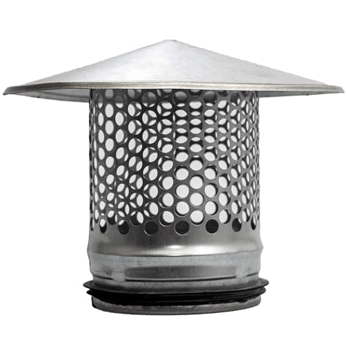 Vent Systems غطاء مدخنة دائري 4 بوصة من الفولاذ المجلفن لجميع ظروف الطقس مع غطاء عادم دائري علوي مع مطاط لعزل مثالي غطاء فتحة السقف 4 بوصة 100 مم - Image 1