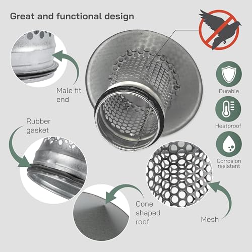 Vent Systems غطاء مدخنة دائري 4 بوصة من الفولاذ المجلفن لجميع ظروف الطقس مع غطاء عادم دائري علوي مع مطاط لعزل مثالي غطاء فتحة السقف 4 بوصة 100 مم - Image 3