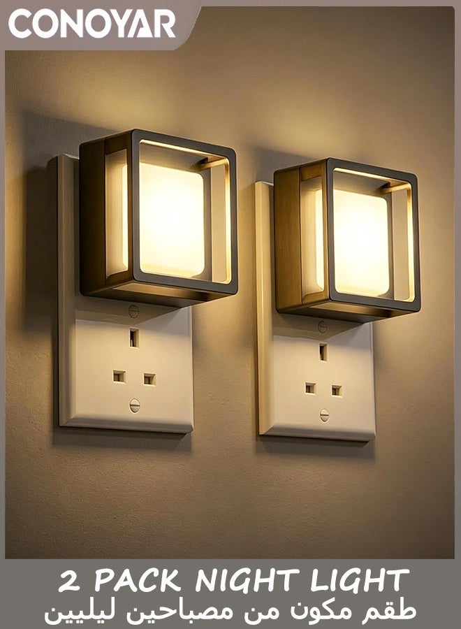 CONOYAR LED Night Light, 60LM Plug in Wall Light with Dusk to Dawn Sensor, Dimmable Night Light for Bedroom, Auto Sensor Night Lamp for Bedroom, Bathroom, Stairs, Kitchen, 2 Pack - Image 1