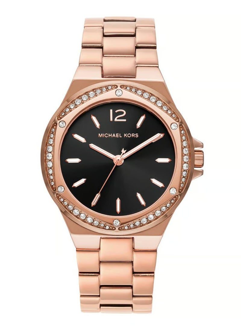 ام كي ساعة لينوكس بثلاثة عقارب من الفولاذ المقاوم للصدأ باللون الذهبي الوردي - MK7233 - Image 1