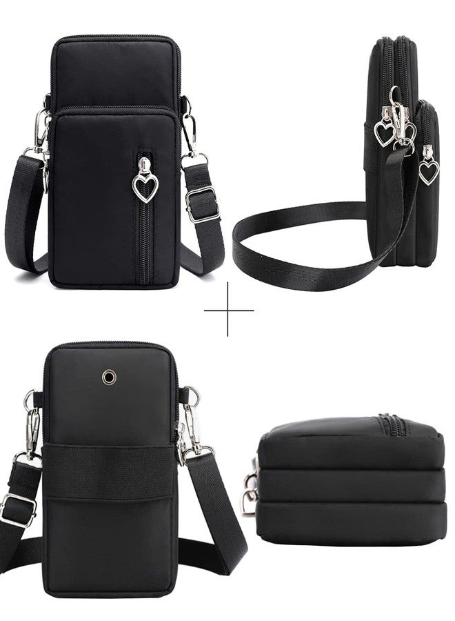 LassZone Crossbody Phone Bag for Women Waterproof Nylon Cellphone Purse Wallet Lightweight Shoulder Handbag with 3 Zipper Pockets and Adjustable Strap - Image 3
