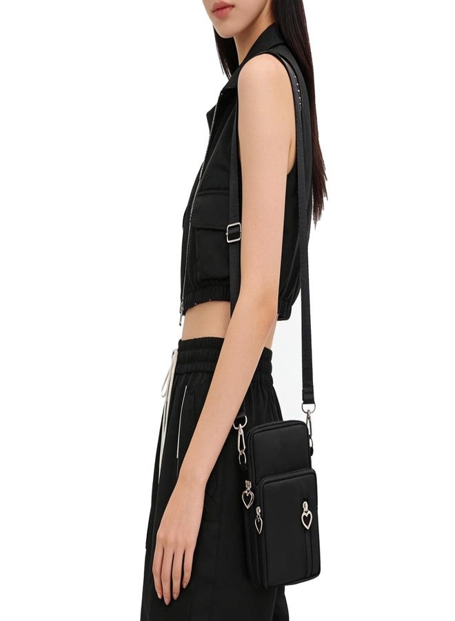 LassZone Crossbody Phone Bag for Women Waterproof Nylon Cellphone Purse Wallet Lightweight Shoulder Handbag with 3 Zipper Pockets and Adjustable Strap - Image 2