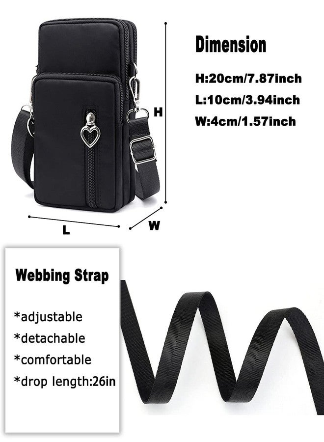 LassZone Crossbody Phone Bag for Women Waterproof Nylon Cellphone Purse Wallet Lightweight Shoulder Handbag with 3 Zipper Pockets and Adjustable Strap - Image 5