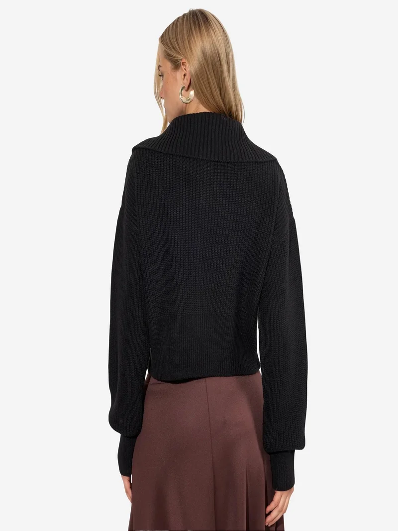 فيورنا VIORNA Women’s Cropped Ribbed Zip Cardigan