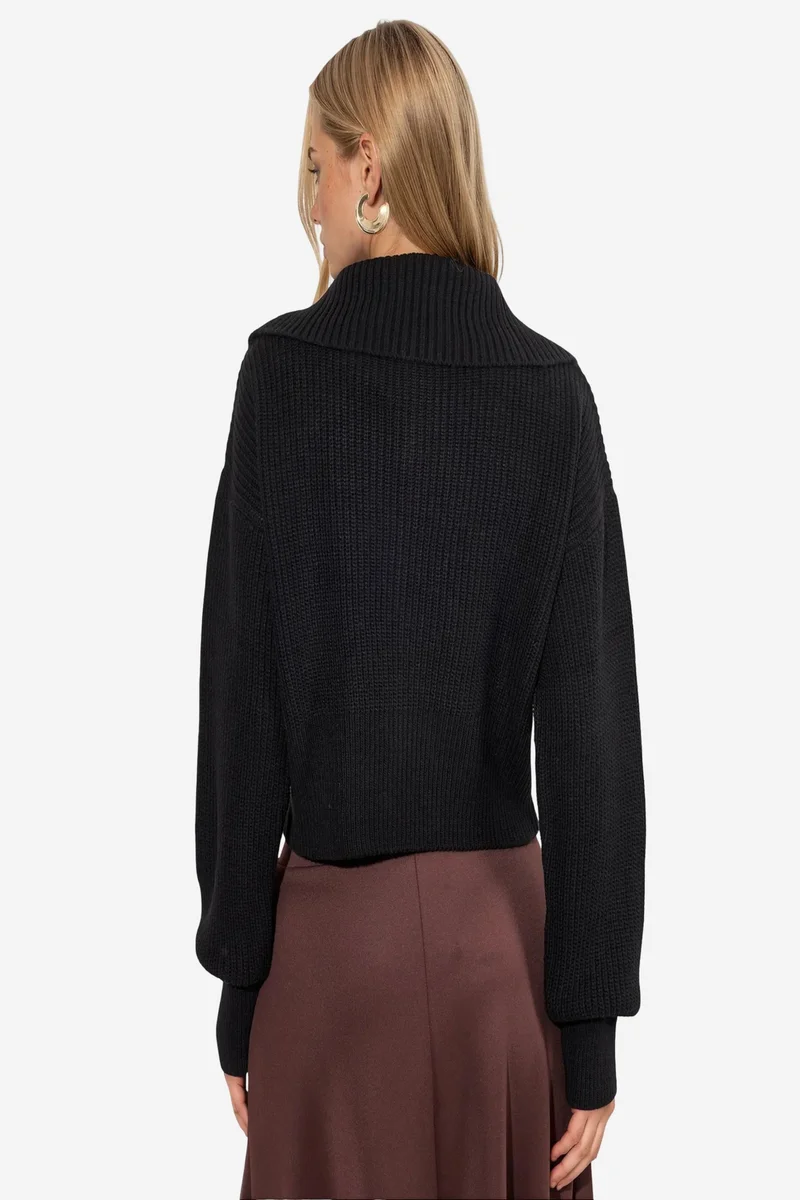 Viorna VIORNA Women’s Cropped Ribbed Zip Cardigan